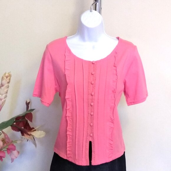 NWT Womens Summer Tunic Tops Short Sleeve Scoop Neck Casual Loose Blouse M 8 10 - Picture 1 of 9